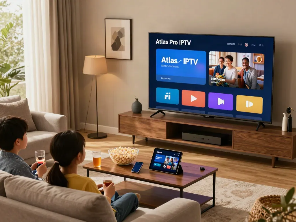 Profitez d'une expérience immersive avec atlas pro iptv dans votre salon moderne.